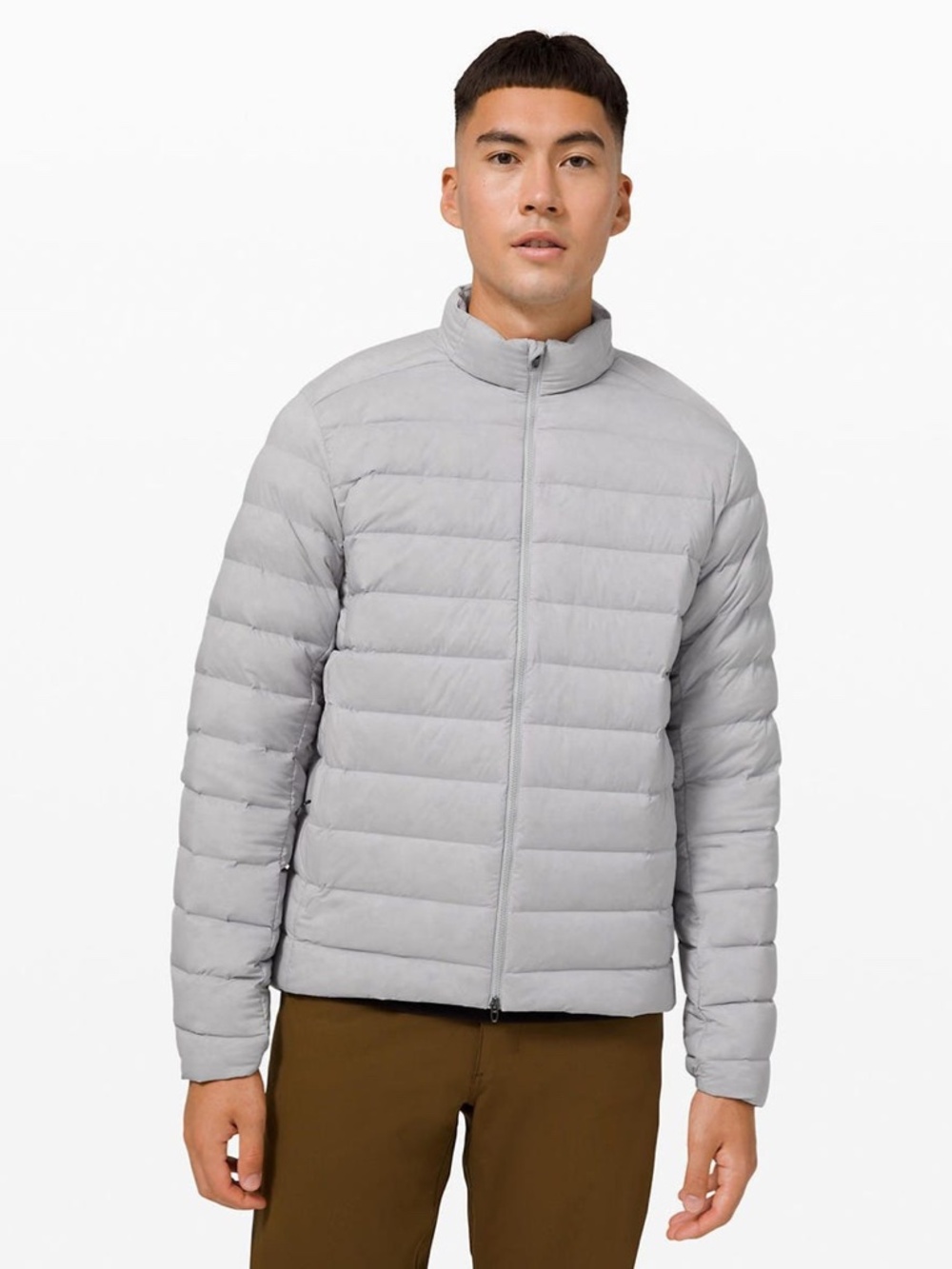 LULULEMON XL Rhino Grey Navigation Stretch Down Feather Puffer Jacket Primaloft